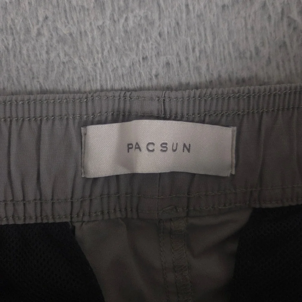 PacSun Pants Mens Large Grey Cargo Eco Stretch Slim Tapered Bungee Hem Utility